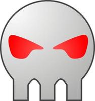 semplice cranio con rosso occhi icona vettore