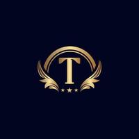 lusso lettera t logo reale oro stella vettore