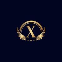 lusso lettera X logo reale oro stella vettore
