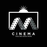 lettera m iniziale logo per cinema film e videografia design modello vettore