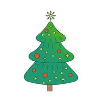 vettore Natale albero. sempreverde albero con decorazioni. abete albero per nuovo anno. pendenza.