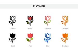 fiore icona nel diverso stile. fiore vettore icone progettato nel schema, solido, colorato, riempito, pendenza, e piatto stile. simbolo, logo illustrazione. vettore illustrazione