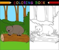 vettore illustrazione di cartone animato wombat colorazione libro