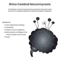 rinocerebrale mucormicosi cervello nero fungo infezione vettore illustrazione