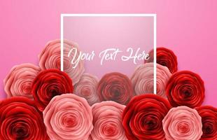 contento internazionale Da donna giorno con Rose fiore, farfalle, cuori e piazza telaio su rosa sfondo vettore