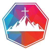 battezzatore attraversare nel montagna logo design. attraversare su superiore di il montagna. Chiesa e cristiano organizzazione logo. vettore