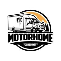 camper camper furgone cerchio emblema logo illustrazione. migliore per etichetta e maglietta relazionato industria vettore