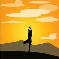 silhouette vettore Immagine di qualcuno fare yoga fatto con semplice o piatto design