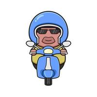 carino Grasso ragazzo è equitazione scooter portafortuna cartone animato icona clip arte illustrazione vettore