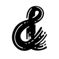 ampersand cartello. asciutto spazzola grunge lettering imitazione vettore