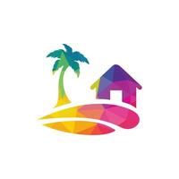 spiaggia Casa logo design. spiaggia ricorrere logo design. vettore