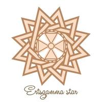 il stella di ertsgamma, un' slavo simbolo decorato con un ornamento nel un' ghirlanda di scandinavo tessitura. beige di moda vettore