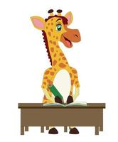 un' giraffa e un' ippopotamo sedersi a un' scrivania lettura e scrittura nel un' taccuino vettore