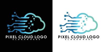 pixel nube logo design con stile e cretive concetto vettore