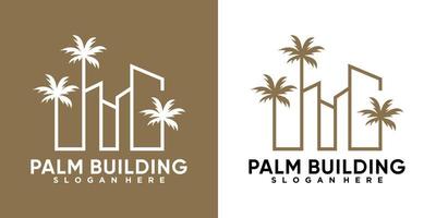 palma edificio logo design con creativo concetto vettore