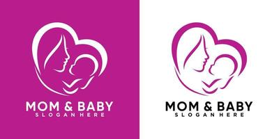 mamma e bambino logo design con creativo concetto vettore