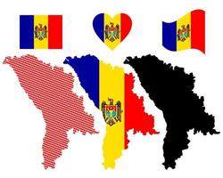 carta geografica e bandiera di moldova simbolo su un' bianca sfondo vettore