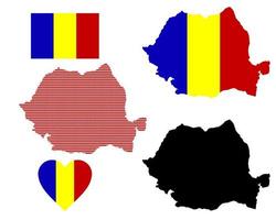 carta geografica e bandiera di Romania simbolo su un' bianca sfondo vettore