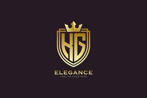 iniziale kg elegante lusso monogramma logo o distintivo modello con pergamene e reale corona - Perfetto per lussuoso il branding progetti vettore