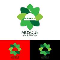 bianca moschea su un' verde loto icona logo vettore