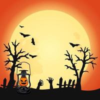 vecchio lanterna con pieno Luna Halloween sfondo vettore