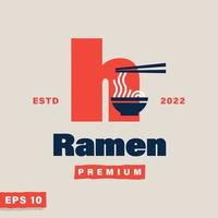 ramen alfabeto h logo vettore