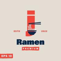 ramen alfabeto j logo vettore