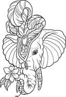 elefante tatuaggio cartone animato scarabocchio kawaii anime colorazione pagina carino illustrazione clipart personaggio vettore