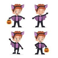 carino ragazzo indossare pipistrello costume per Halloween vettore illustrazione