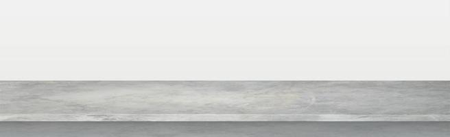 piano di lavoro in pietra di cemento grigio su sfondo bianco panoramico, modello web promozionale - vettore