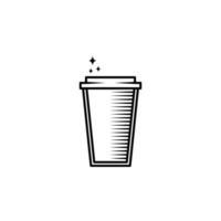 scintillante cristalleria o caffè bicchiere icona su bianca sfondo. semplice, linea, silhouette e pulito stile. nero e bianca. adatto per simbolo, cartello, icona o logo vettore