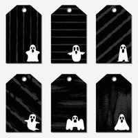 Halloween personaggio regalo etichetta. stampabile saluto carte con fantasma. vettore