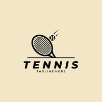 tennis racchette e palla silhouette logo modello design vettore