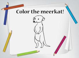 foglio da colorare per bambini meerkat vettore