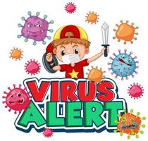 disegno del manifesto di allarme virus con ragazzo vettore