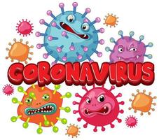 cartellonistica coronavirus con cellule di parole e virus vettore