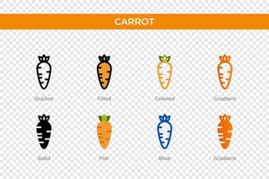 carota icona nel diverso stile. carota vettore icone progettato nel schema, solido, colorato, riempito, pendenza, e piatto stile. simbolo, logo illustrazione. vettore illustrazione