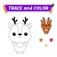 tracciare e colore il animale. un' formazione foglio per prescolastico bambini.educativo compiti per bambini.cervo colorazione libro vettore