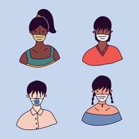 doodled illustrazione di persone indossare maschere vettore