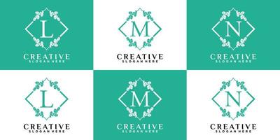 alfabeto l m n logo design con stile e creativo concetto vettore