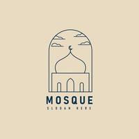 moschea linea arte logo, icona e simbolo, con emblema vettore illustrazione design