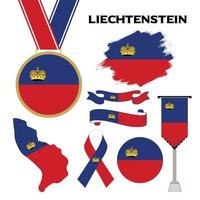 elementi collezione con il bandiera di Liechtenstein design modello vettore