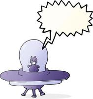 a mano libera disegnato discorso bolla cartone animato alieno navicella spaziale vettore