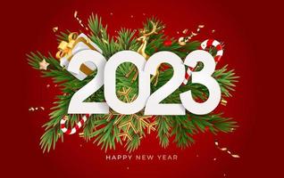 saluto carta 2023 contento nuovo anno. vettore illustrazione