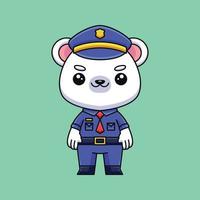 carino polizia polare orso cartone animato scarabocchio arte mano disegnato concetto vettore kawaii icona illustrazione