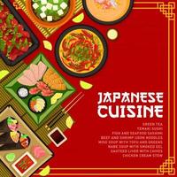 Giappone cibo, giapponese cucina ristorante menù copertina vettore