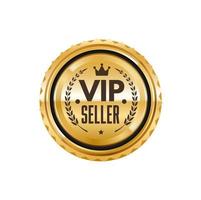 vip venditore lucido d'oro distintivo o premio etichetta vettore
