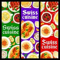 svizzero cucina ristorante menù pasti banner vettore