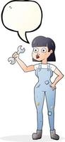 a mano libera disegnato discorso bolla cartone animato meccanico donna vettore