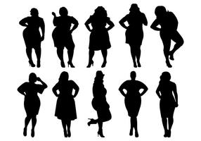 Vettore di sagome di donne grasse